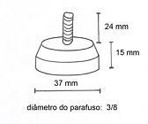 Pé regulável borracha pequeno 3/8