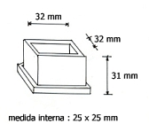 Ponteira 25x25 externa borracha vertical 