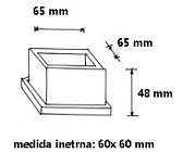 Ponteira 60x60 externa borracha vertical 