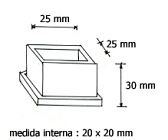 Ponteira 20x20 externa  borracha vertical 