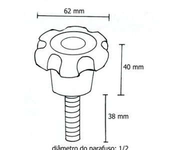 Manípulo 60mm c/ parafuso 1/2 x 1  1/2